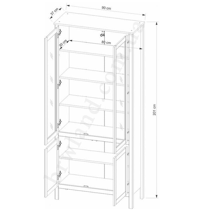 На фото схема наповнення вітрини OLE MEBELBOS 2D2W