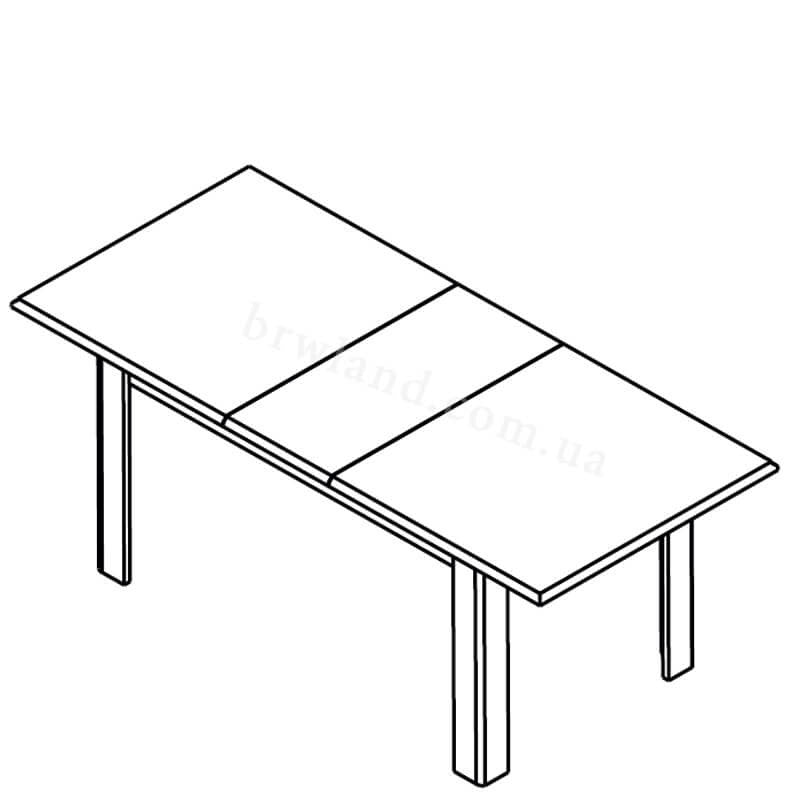 На фото схема обіднього столу STO160 ВАЙТ ГЕРБОР в розкладеному вигляді