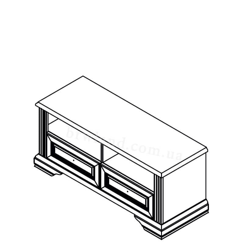 На фото схема тумби під телевізор 2S ВАЙТ ГЕРБОР