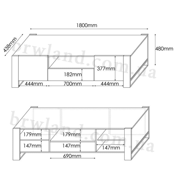 Фото розмірів тумби ТВ WOOD CAMA MEBLE