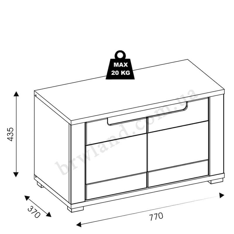На фото схема з розмірами тумби для взуття YORK LIVEO Y12