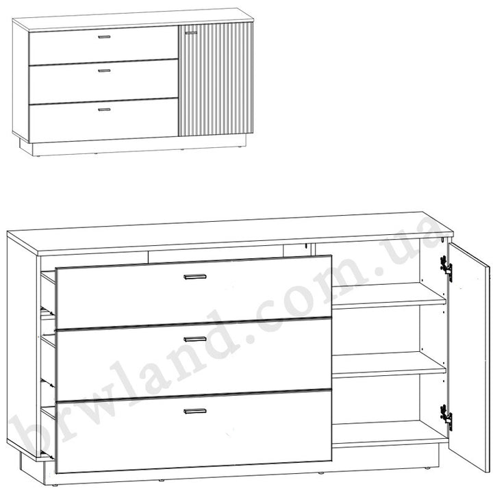 Фото схеми з наповненням комоду ZENDA BRW KOM1D3S