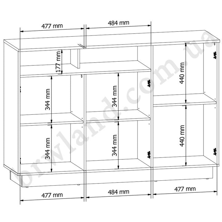 Фото схеми з розмірами тумби ZENDA BRW KOM3D/150