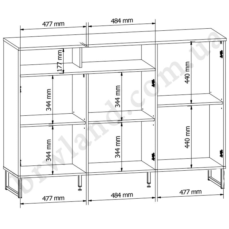 Фото схеми з розмірами тумби ZENDA BRW KOM3D/150/U